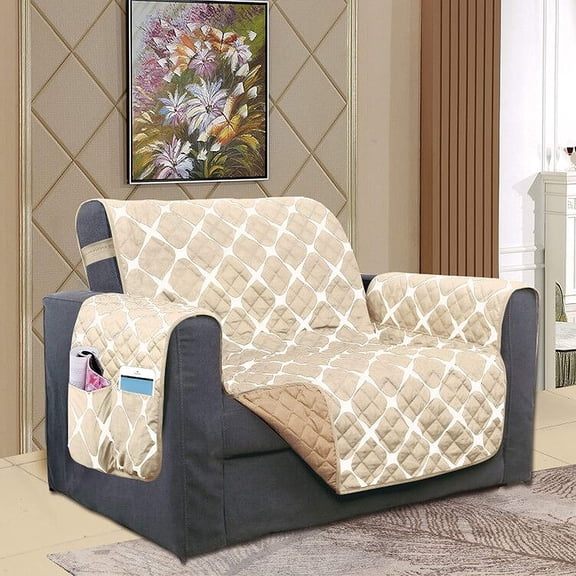 Reversible Furniture Protector For Pet Dog Children Cream/Taupe Chair