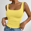 thumbnail image 6 of longantii Women's Square Neck Cropped Camisole, Slimming Fit Ruched Sleeveless Running Tank Top for Summer Fashion Clothing 2026 Yellow S, 6 of 7