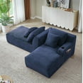 thumbnail image 4 of Miniyam 2pc Blue Compressible Chaise Lounge with Cupholders - No Assembly Required, Fluffy Modern Sleeper Loveseat for Indoor Living Room Bedroom, 4 of 11
