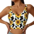 thumbnail image 1 of Fotbe Cute Cow Print Sunflower B Sujetador Deportivo Largo sin Aros para Mujer con Almohadillas y Soporte Medio, Transpirable y Absorbente, Camiseta Tipo Chaleco o Tank Top-Medium, 1 of 8