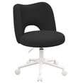 thumbnail image 1 of Exenoray Chaise de Bureau Sans Accoudoirs en Molleton Teddy, Chaise de Bureau Pivotante Réglable à Siège Grand avec Roues en PU, Chaise de Travail Rembourrée pour Coiffeuse pour Chambre, Bureau d'Étude Ou Bureau à Domicile, Noir, 1 of 7