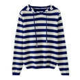 thumbnail image 4 of Qetyuw Womens Hooded Sweater with Drawstring Striped Batwing Long Sleeve Pullover Sweaters Casual Loose Fit Jumper, 4 of 4