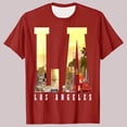 thumbnail image 3 of ibuvkizy Men Graphic T-Shirts Short Sleeve Crew Neck Casual Letter Print Sports Fitness Summer Beach Hawaiian Vintage Shirts Wine,4XL, 3 of 5