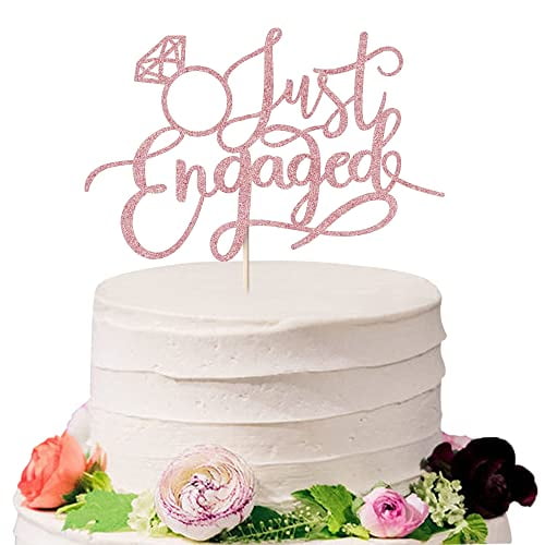 Sodasos Just Engaged Cake Topper for Engagement Party Decorations