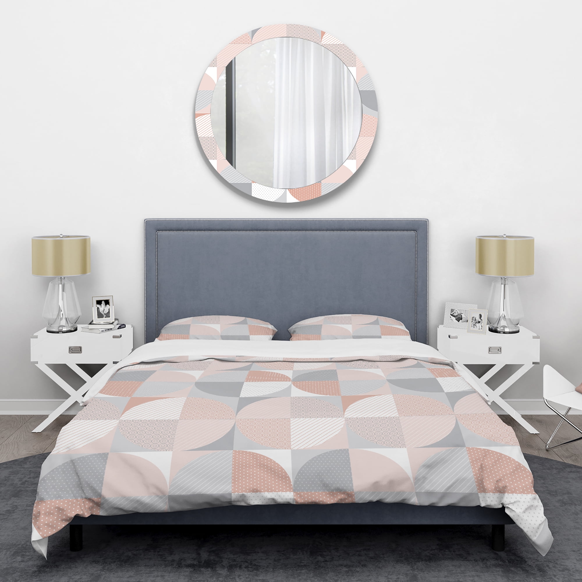 Designart 'Round geometric textured pattern' Mid-Century Duvet Cover Set