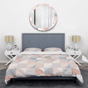 Designart 'Round geometric textured pattern' Mid-Century Duvet Cover Set