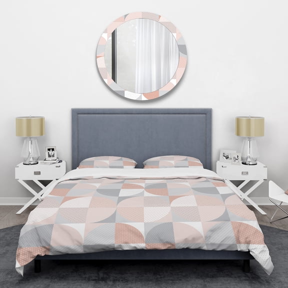 Designart 'Round geometric textured pattern' Mid-Century Modern Duvet Cover Set