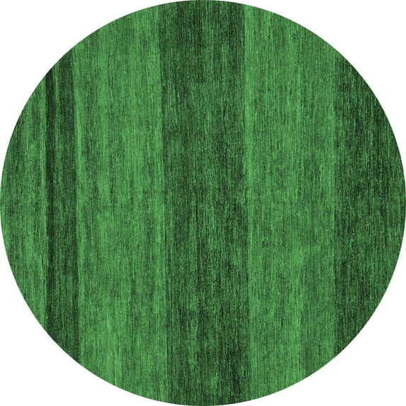 Ahgly Company Indoor Round Abstract Emerald Green Modern Area Rugs, 6' Round