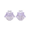 thumbnail image 3 of Aojekbee 2-Piece Baby Girls Set Bow Ruffled Trim Ribbed Daisy Print Long Sleeve Romper Headband Adorable Outfits, 3 of 10