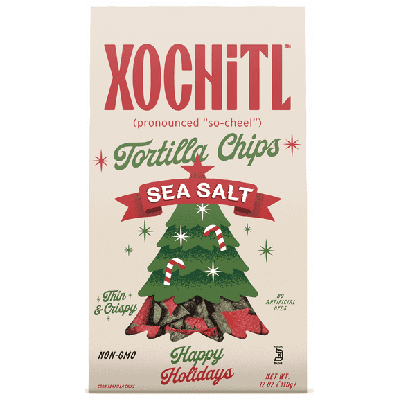 Xochitl Holiday Sea Salt White Corn Tortilla Chips, 12 oz Paper Bag