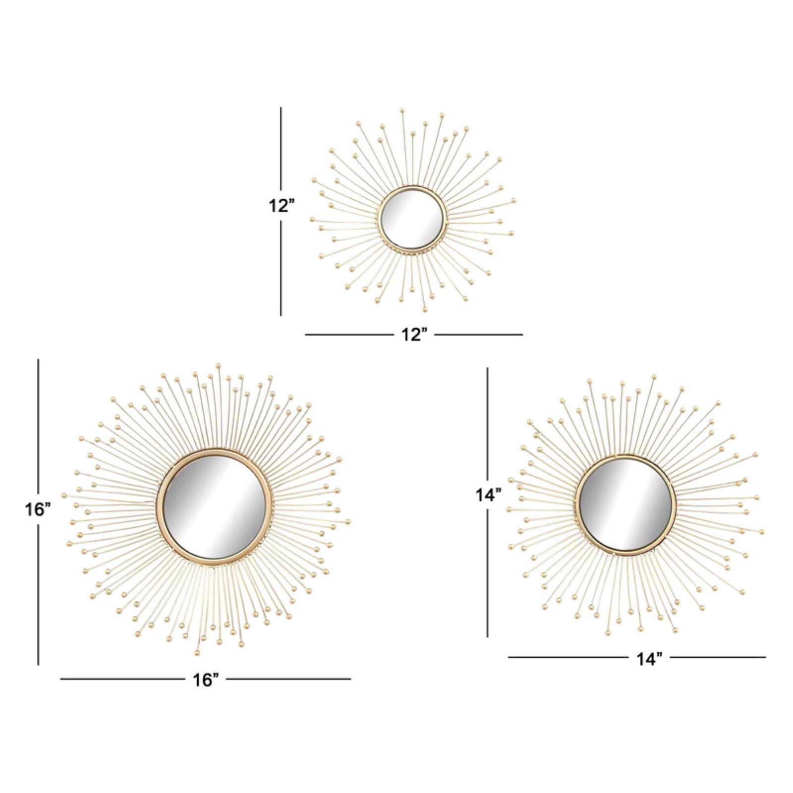Adorable Set Of Three Metal Mirror Wall Decor Com