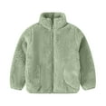 thumbnail image 2 of Cethrio Girls Fleece Jackets, Stand-up Collar Long Sleeve Warm Full Zip Winter Outerwear with Pockets Green Size 5T, 2 of 8