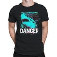 thumbnail image 2 of Distorted Shark Danger Alert Black Men's T-shirt, 2 of 3