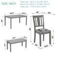 thumbnail image 4 of UHOMEPRO 6 Piece Dining Table Set with Bench and Chairs, Dining Room Set for 6, Rectangular Wooden Dining Table with 4 Upholstered Chairs and Bench, Dining Room Set for Kitchen, Gray A, 4 of 12