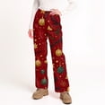 thumbnail image 5 of WTOBBY Women's Soft Plush Christmas Snowflake Tree Print Pajama Bottoms - Festive Holiday Sleepwear with Warm Fleece Lining for Winter Home Lounge and Casual Wear,Wine S, 5 of 5