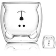 thumbnail image 1 of Tazas dulces de café, vasos de té, vasos para beber, vasos de café, vasos aislantes de doble pared, taza de café expreso, oso, taza de gato (oso feliz) Adepaton LL-1538, 1 of 7