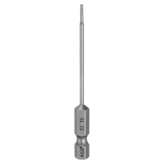Uxcell T5 Torx Head Screwdriver Bit 1/4" Hex Shank 3" (75mm) Long Magnetic No Hole Tip 6 Point Star Screw Driver