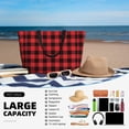 thumbnail image 5 of Balery Buffalo Plaid Red Black Beach Travel Bag - Water-Resistant, Large Capacity Lightweight Tote with 7 Pockets for Women and Men - Perfect for Beach, Pool, Gym, and Travel, 5 of 7