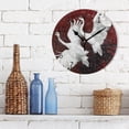 thumbnail image 3 of White Crane on Deep Red Background Round Wall Clock Silent Battery Operated Home Decor for Living Room Bedroom, 3 of 7