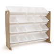thumbnail image 1 of Wooden Kids' Toy Storage Organizer with 16 Plastic Bins,X-Large, Natural / White, 1 of 13