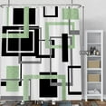 thumbnail image 2 of Minimalism Geometric Shower Curtain Sets Black White Green Shower Curtain for Bathroom Geometry Squares Abstract Modern Bath Curtain for Home Family Bathtub Decor with Hooks 72x84 Inches, 2 of 6