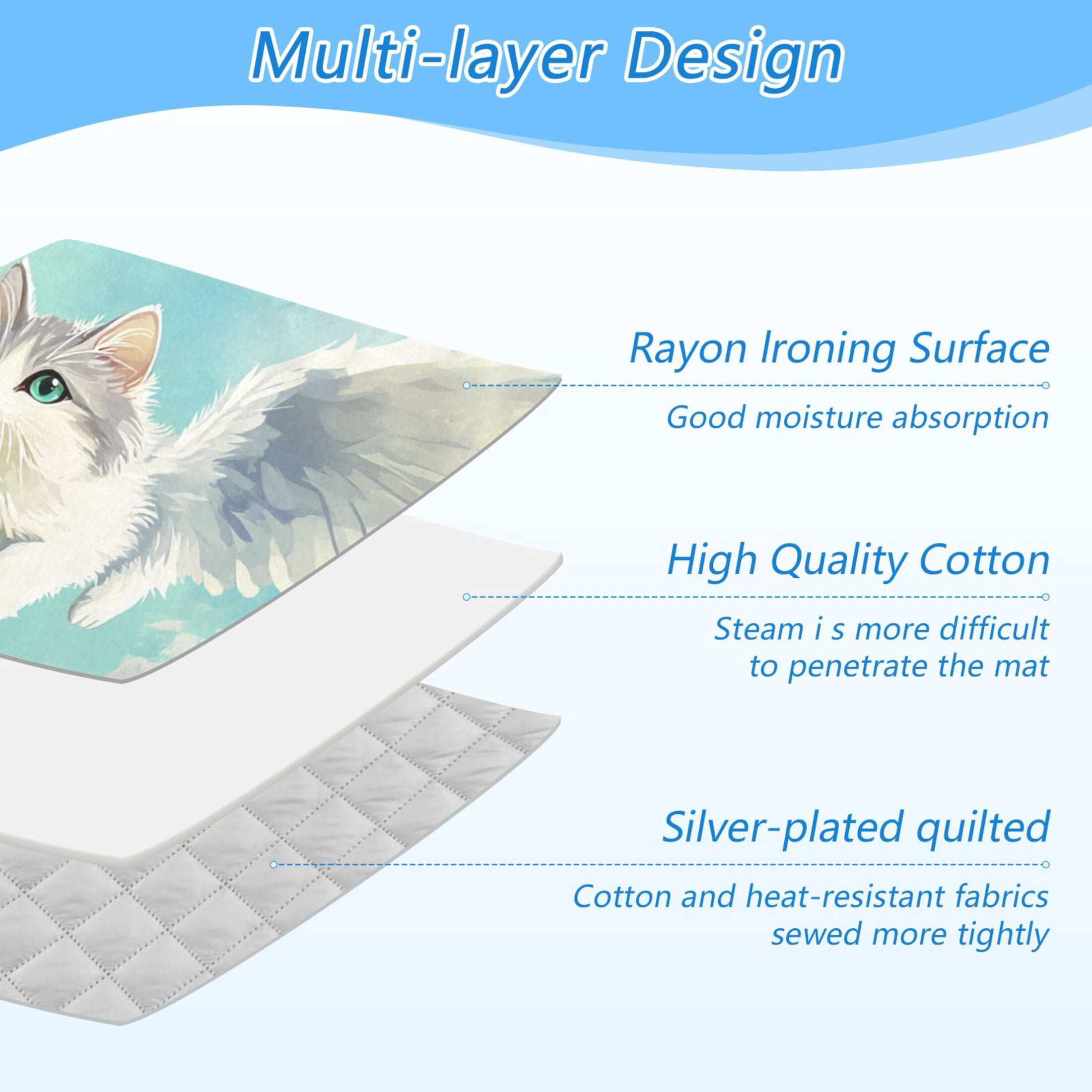 Flying Cat Ironing Board Covers Heat Resistant Ironing Pad Mat Portable for Travel Washer Dryer Table