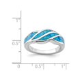 thumbnail image 2 of Lab Created Blue Opal Inlay Wave Ring in Sterling Silver, 2 of 4