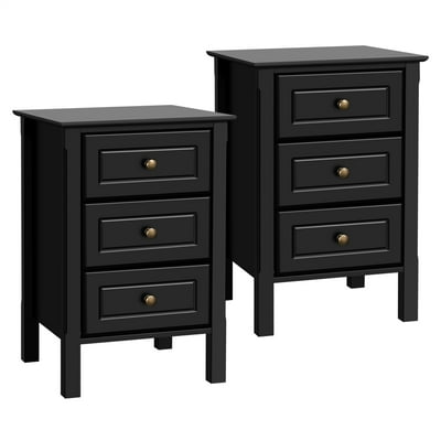 Topeakmart 2pcs 3 drawers nightstand tall end table storage wood cabinet bedroom side storage deals