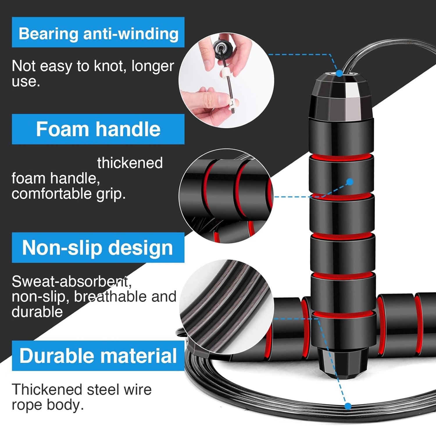 Adjustable Skipping Rope, Rapid Speed Jumping Rope for Cardio, Endurance Training