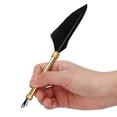 thumbnail image 1 of Vintage Simple Style Calligraphic Feather Pen Kit, Metal Material, Unique and Shiny, Suitable As Gift on Christmas Birthday, 1 of 8
