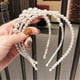 thumbnail image 4 of Wabjtam Wedding Padded Pearls Silver Headband, Headwear White Pearl Hair Hoop(3pcs), 4 of 5
