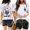 White, variant on QHWAUAKFBN T Shirts For Women Loose Fit ’S Crew Neck Double Letter Print Short Sleeve Tshirts Top