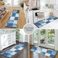 thumbnail image 6 of Yayeee Runner Rug for Bedroom 2'x6' Machine Washable Hallway Non Slip Mat, Blue and Gray Plaid Pattern, 6 of 8