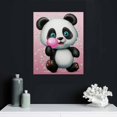 thumbnail image 4 of PIKWEEK Cute Panda Bubble Gum Art Pink Canvas Print Animal Print Black and White Wall Art Home Decoration Nursery Room Kids Room Decor Ready to Hang-%100 in The USA-  16x20 in, 4 of 4