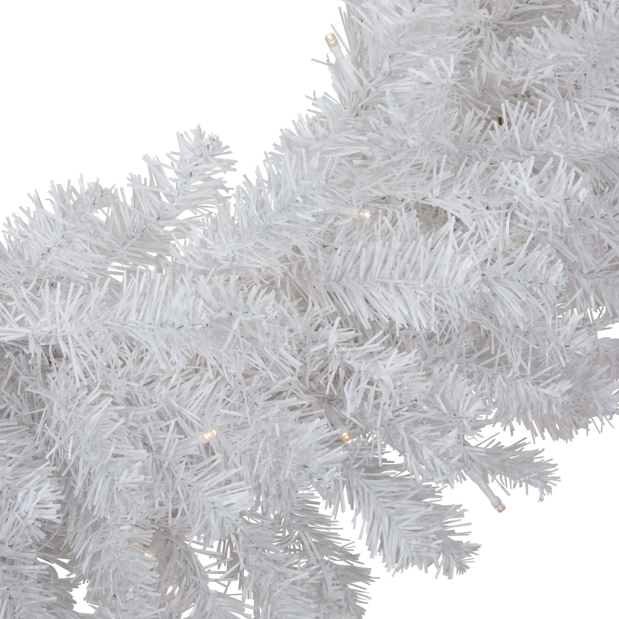 Pre-Lit LED White Canadian Pine Artificial Christmas Wreath 30-Inch Clear Lights
