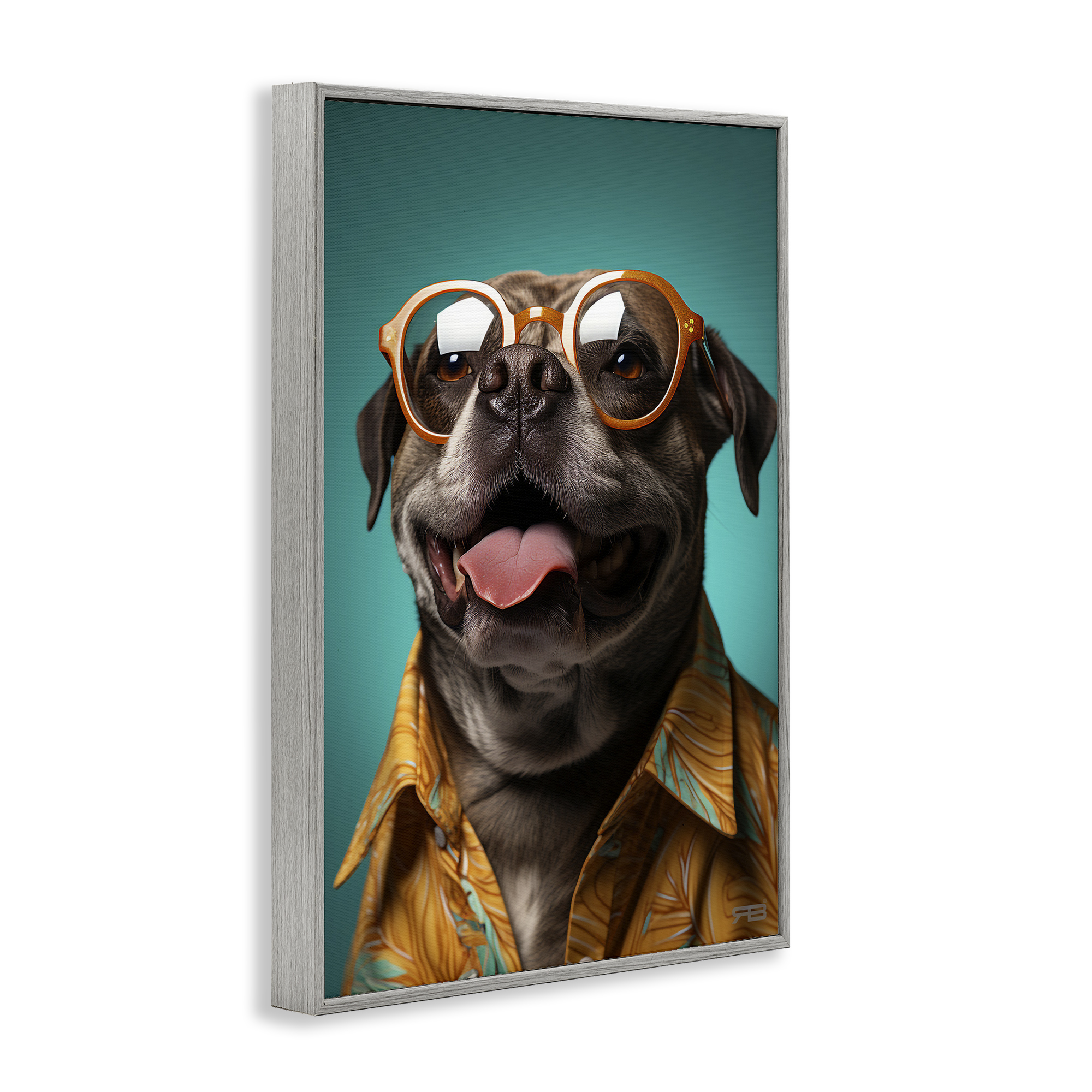 Stupell Industries Fashion Dog Friend Animals & Insects Painting Gray Framed Art Print Wall Art, 12 x 18
