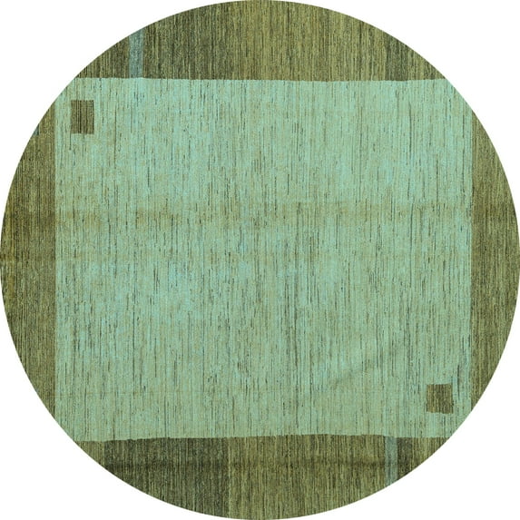 Ahgly Company Indoor Round Abstract Light Blue Modern Area Rugs, 8' Round