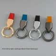 thumbnail image 4 of Llavero de piel de vaca esmerilada con colgante de metal para coche, llavero de cuero de color liso, 4 of 6