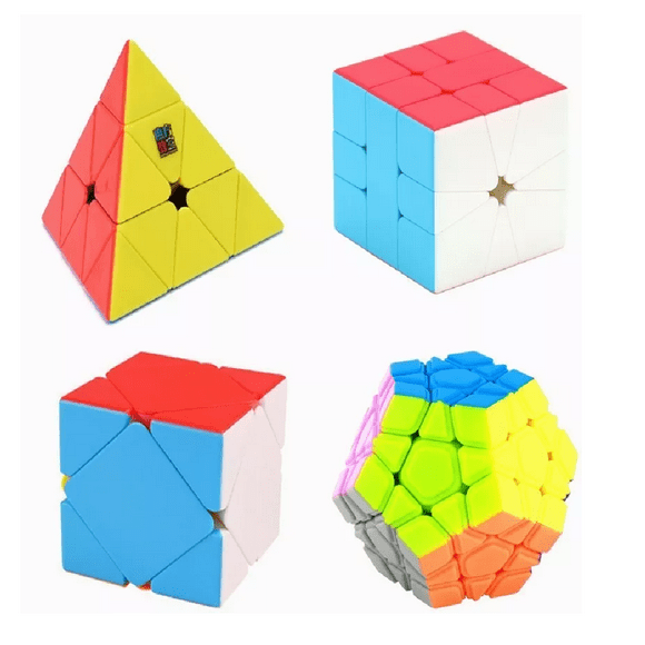 Paquete 4 Cubos Rubik Moyu Megaminx + Skewb Colores