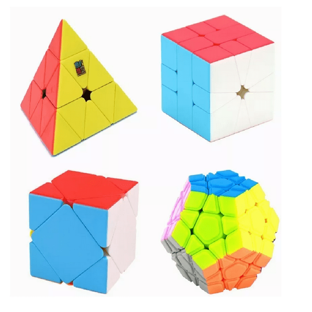 Paquete 4 Cubos Rubik Moyu Megaminx + Skewb Colores