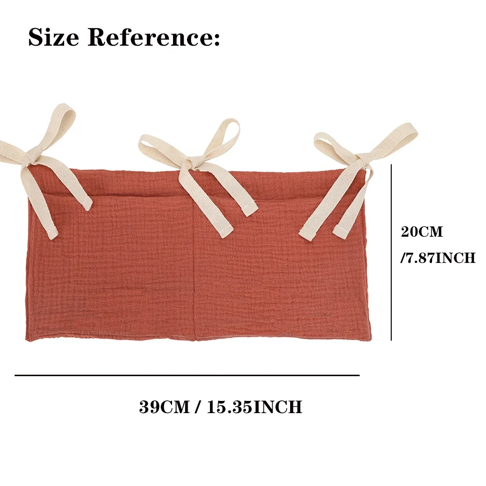 Sac De Rangement Suspendu Pour Lit Bébé - 2 Poches - Stocke Couches, Jouets, Vêtements - Crêpe Douce - 39x20 Cm - 5