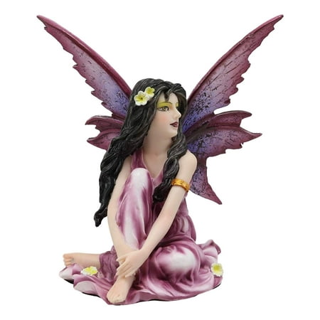 Ebros Beautiful Purple Fairy Gazing Into The Sky Statue 5.25