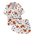 thumbnail image 7 of MVRLSH Womens Pajama Sets for Women 2 Piece Halloween Pumpkin Print Button Short Sleeve Shirt And Short Plus Size Cute wear Soft Sleepwear Lounge Set White - XL, 7 of 7