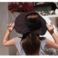 thumbnail image 3 of Zhengup Wide-Brim Floppy Hat Ponytail Hole Foldable Summer Visor Sun Hat Adjustable by Velcro Black Cotton Bucket Hat for Women, 3 of 9