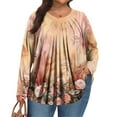 thumbnail image 2 of MLQIDK Women's Plus Size Tops Dressy Fall V Neck Tunic Shirts Ethnic Floral Print T-Shirt Long Sleeve Shirts Boho Tops Dressy Casual Womens Clothing Complexion XL, 2 of 5