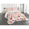 thumbnail image 3 of Ambesonne Retro Quilted Bedspread Set 3 Pcs, Patchwork Flowers Hearts, Queen Size, Multicolor, 3 of 5