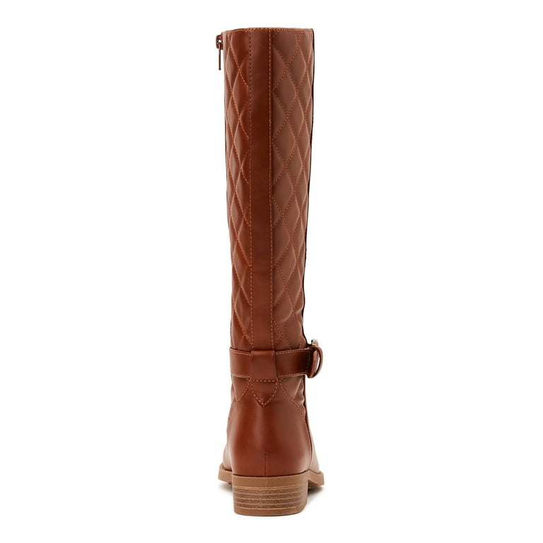 Time and Tru Women s Quilted Back Riding Boots Walmart