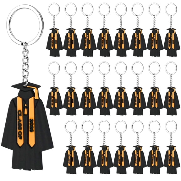 24 PCS Class of 2026 Graduation Keychain 2026 Graduation Gifts Gown Key Ring Graduation Party Favors for High School Senior College Accessories