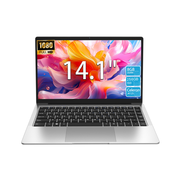 KurieTim Laptop, 14.1 Inch FHD, Intel Celeron J4125, 8GB DDR4, 256GB SSD, Business Laptop