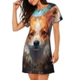 thumbnail image 2 of Zufioo Cartoon Pattern Corgi Print Women's Nightgown, Round Neck Short-sleeved Pajamas, Home Wear Suitable for Home and Outing, 2 of 6